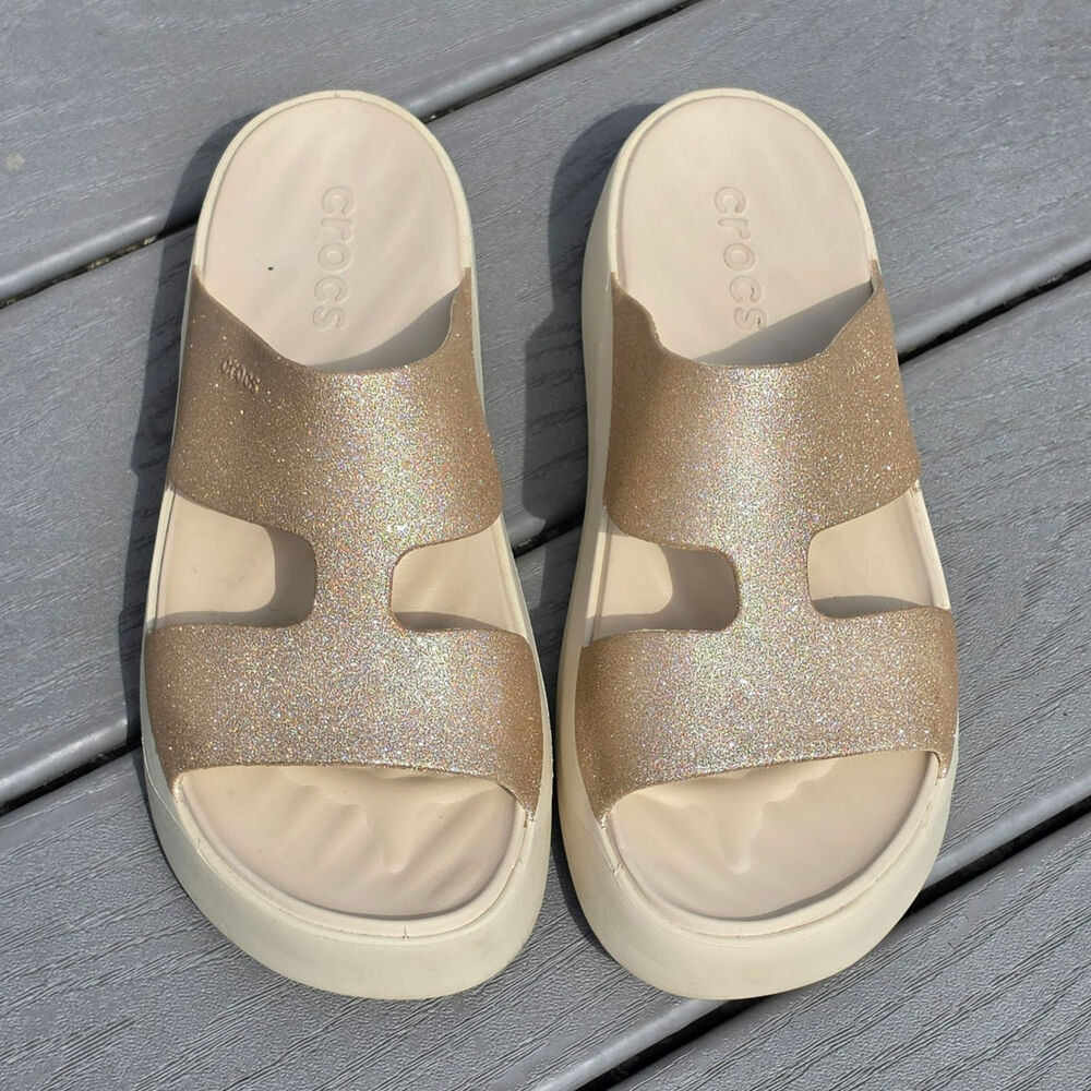 Crocs Women's Getaway Platform Glitter H-Strap Sandals, Size 9